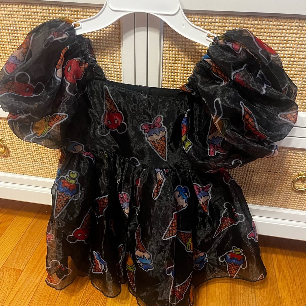 Black Sheer Dress with Ice Cream Print